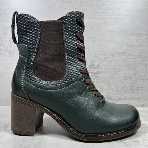 Dromedaris Hayley Leather Heeled Boots - Women's Size EU 38 / US 7.5-8 - Green - Picture 4 of 9